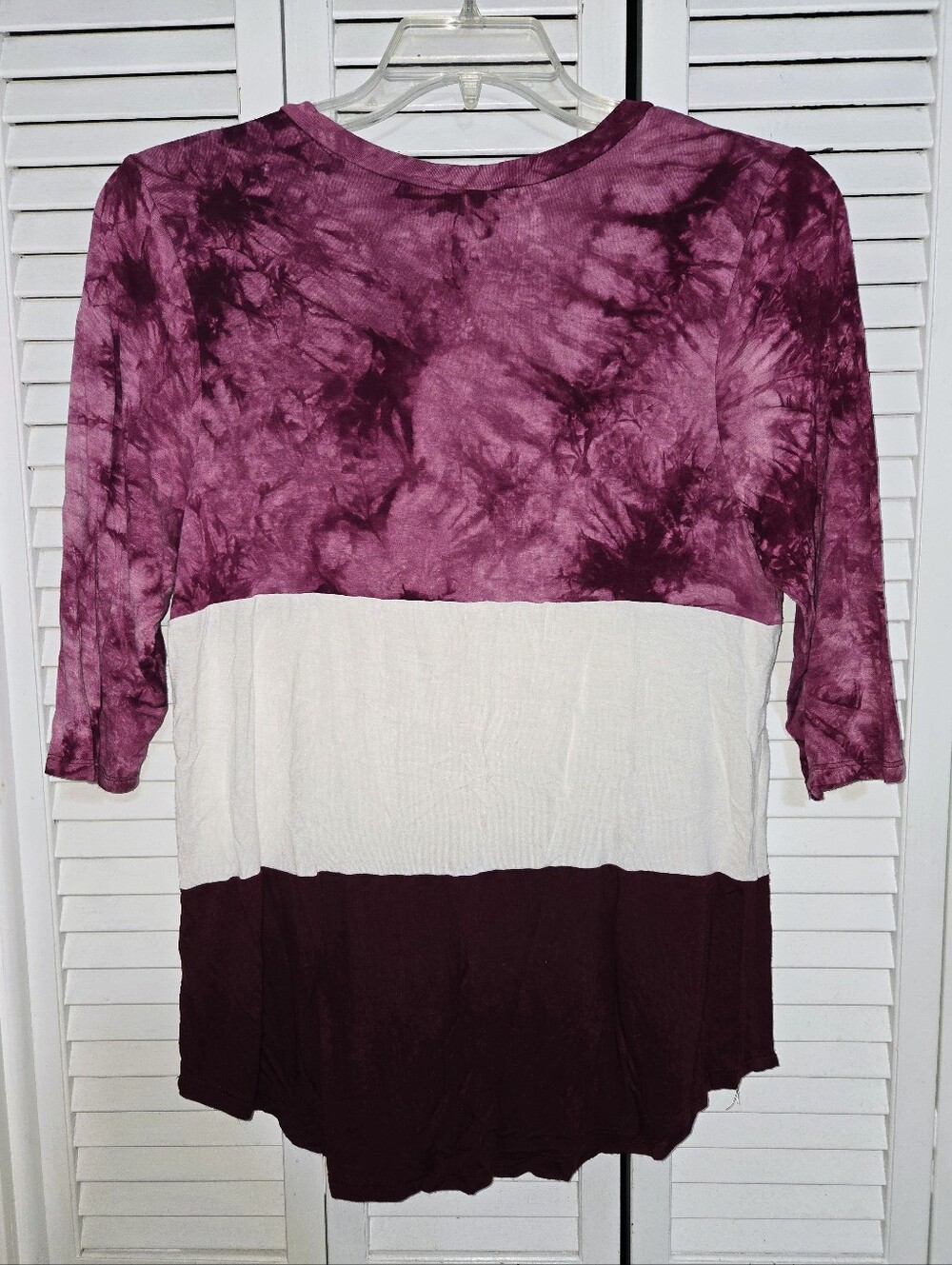 M. Fasis Women's 1X Colorblock Tie-Dye Long Sleeve Top - Picture 7 of 11